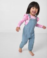 Light Blue Denim Baby Overall Romper - Image 2