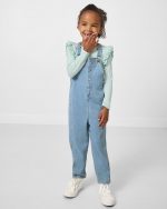 Light Blue Denim Overall Romper - Image 3